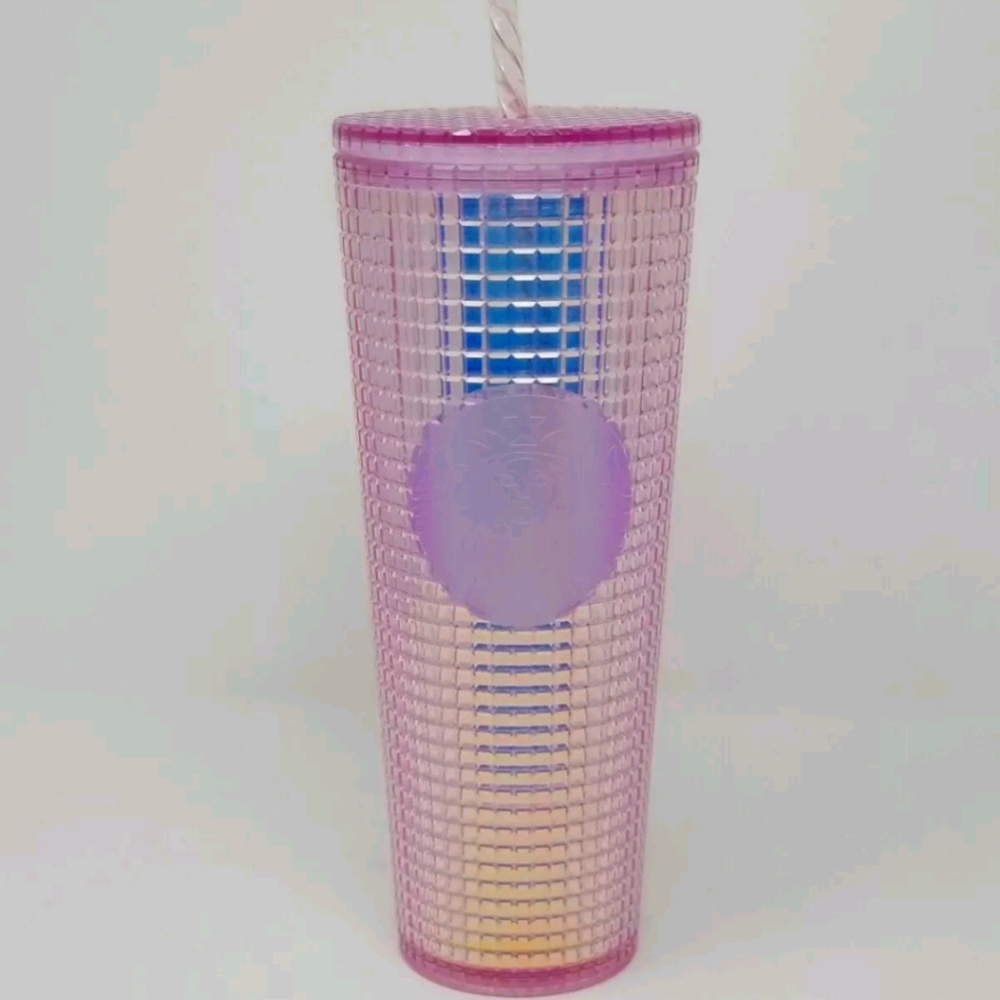 NWT Starbucks- 2020 Pink Grid Disco Bling Tumbler